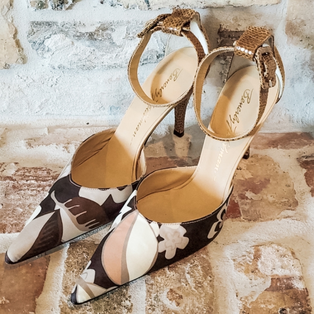 Beverly Feldman Pattern Pointy Toe Heels